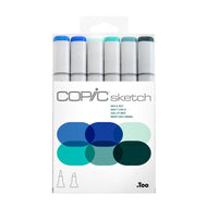 Estojo Marcador Copic Sketch Ponta Dupla com 6 Cores Mar e Céu