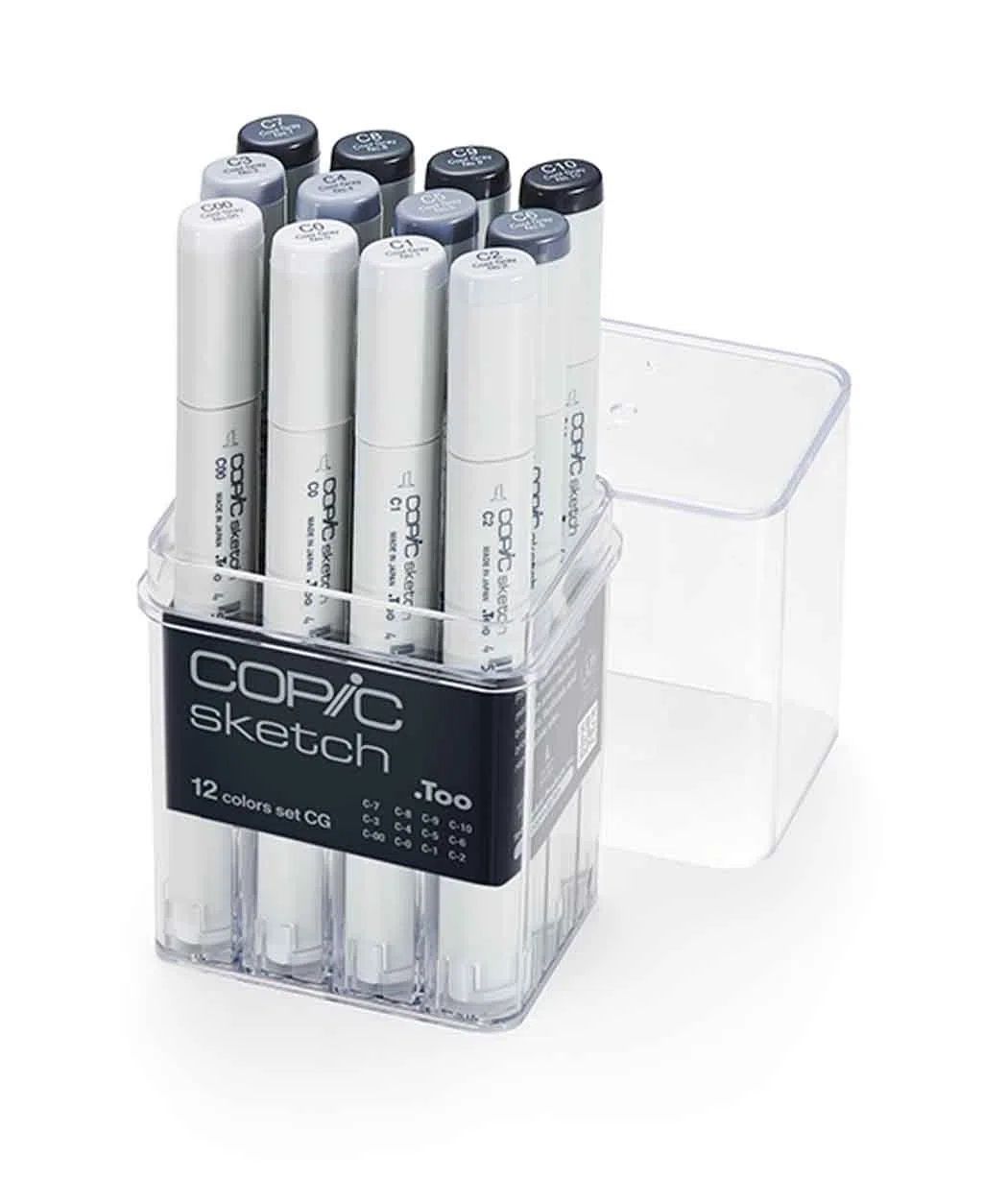Estojo Marcador Copic Sketch Ponta Dupla com 12 Cores Cinza Frio