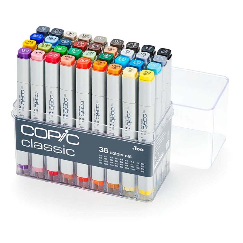 Estojo Marcador Copic Classic Ponta Dupla com 36 Cores
