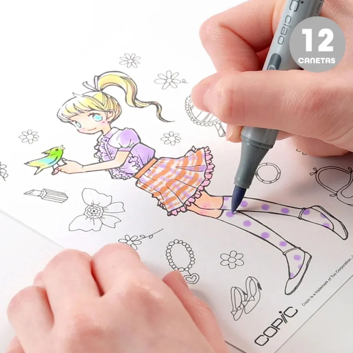 Estojo Marcador Copic Ciao Ponta Dupla com 10 Cores + 2 Multiliner Start