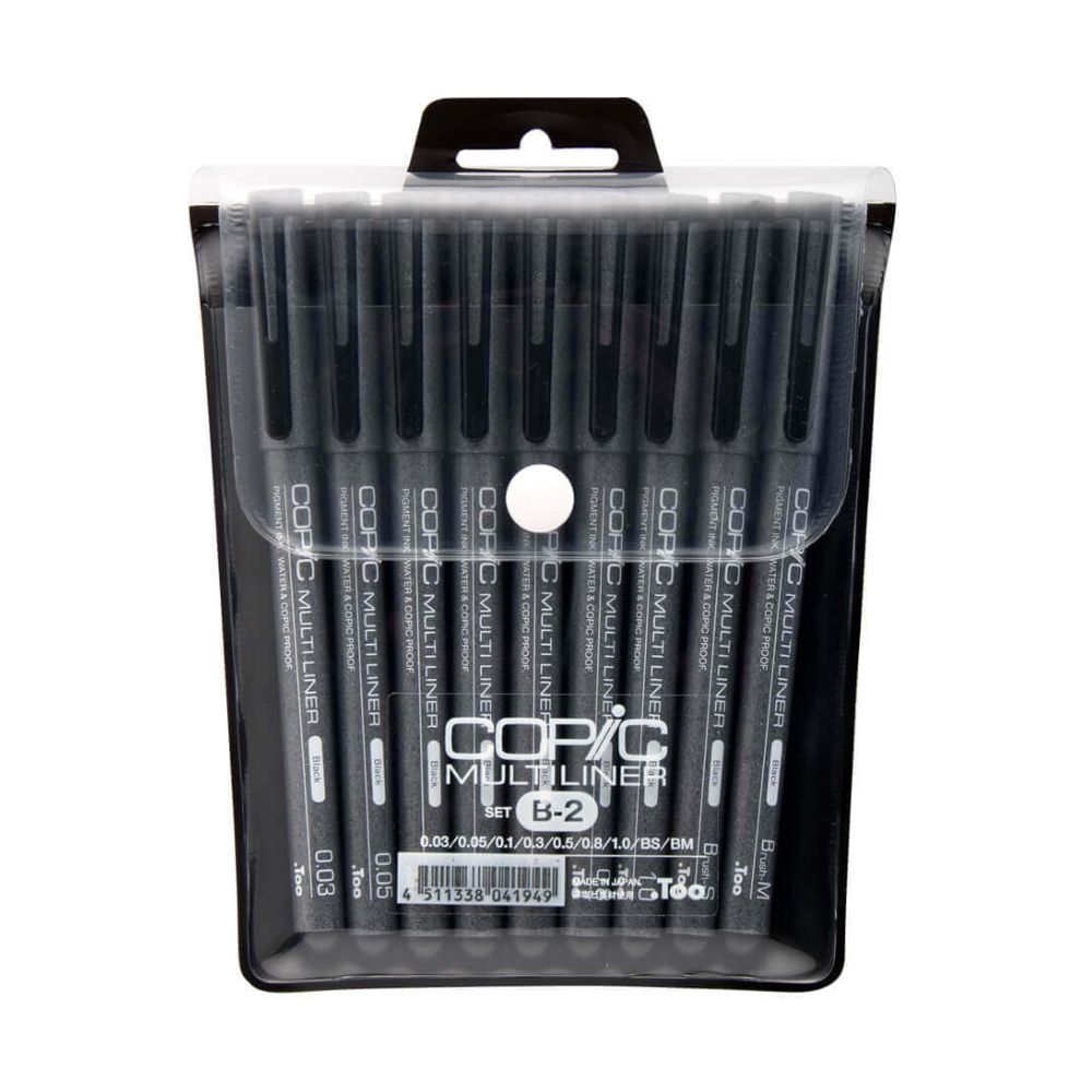 Estojo Caneta Copic Multiliner Black B2 com 9 Pontas