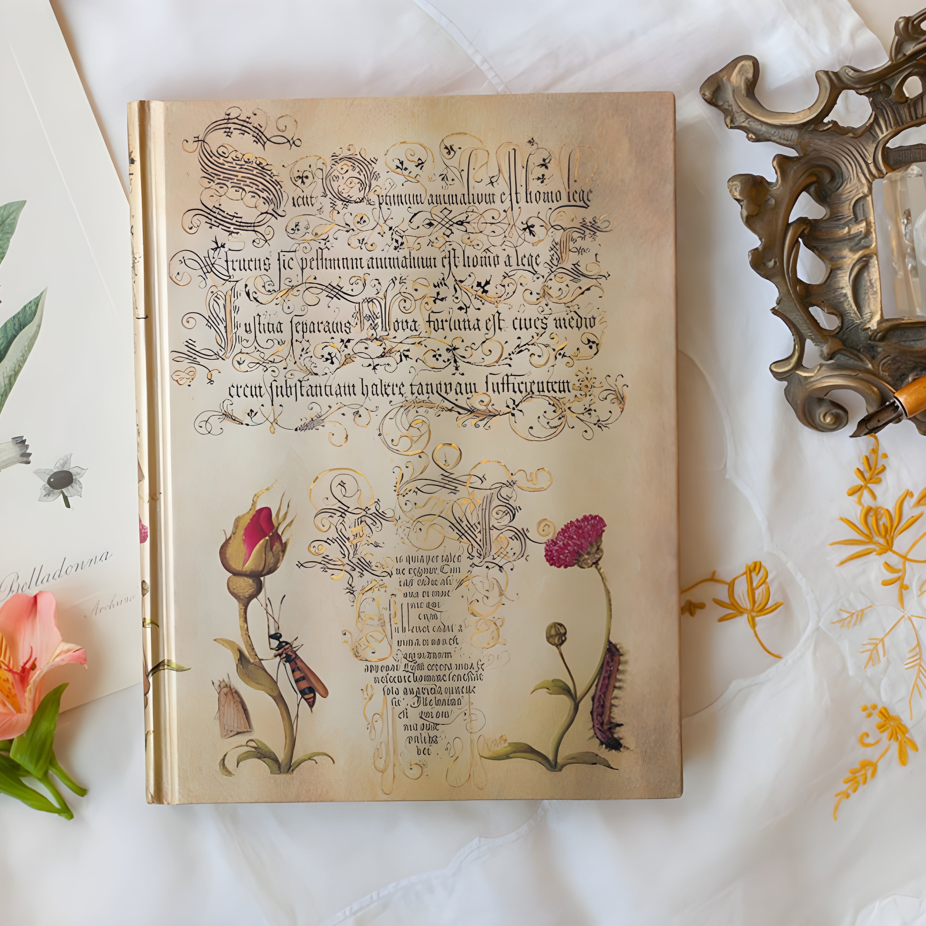 Caderno de Desenho Paperblanks Ultra Pautado Flemish Rose 120g/m² 18x23cm com 144 Páginas - Pb8124-1