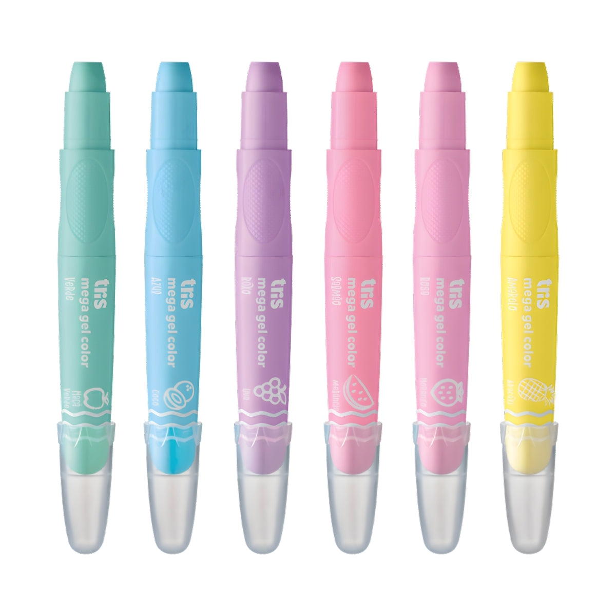 Estojo Giz Retrátil Mega Gel Pastel com 6 Cores - Tris