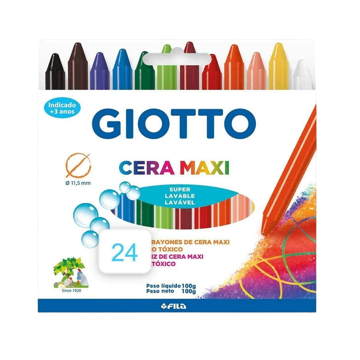 Estojo de Giz de Cera Giotto Maxi 24 Cores 202203es