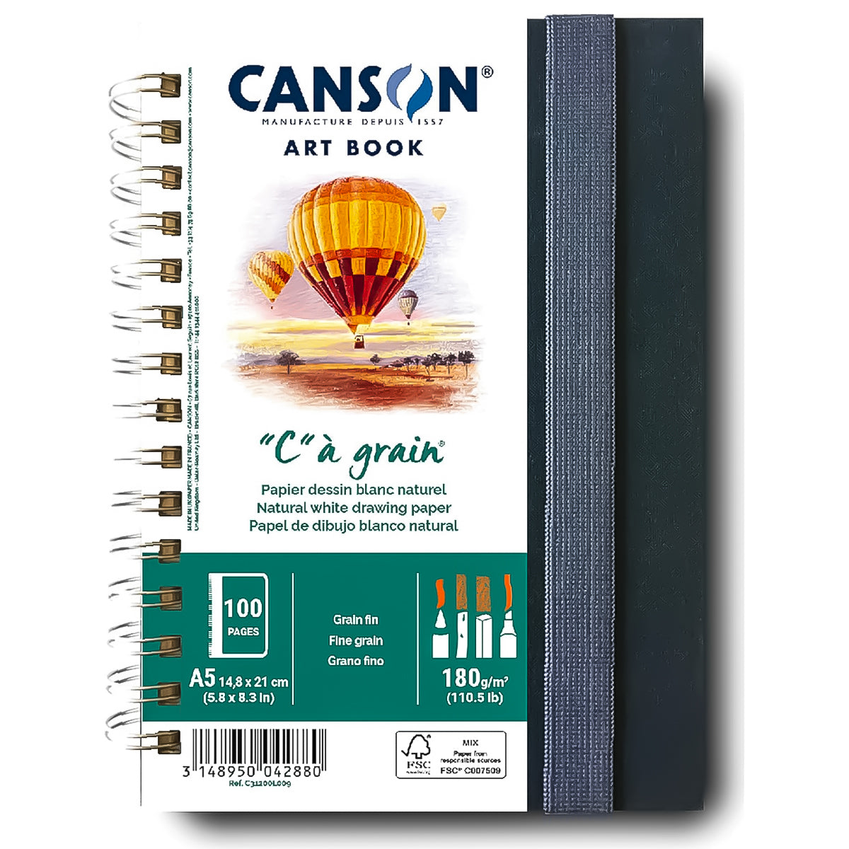 Caderno Canson Artbook C À Grain Espiral 50 Folhas A5 180g C31200l009