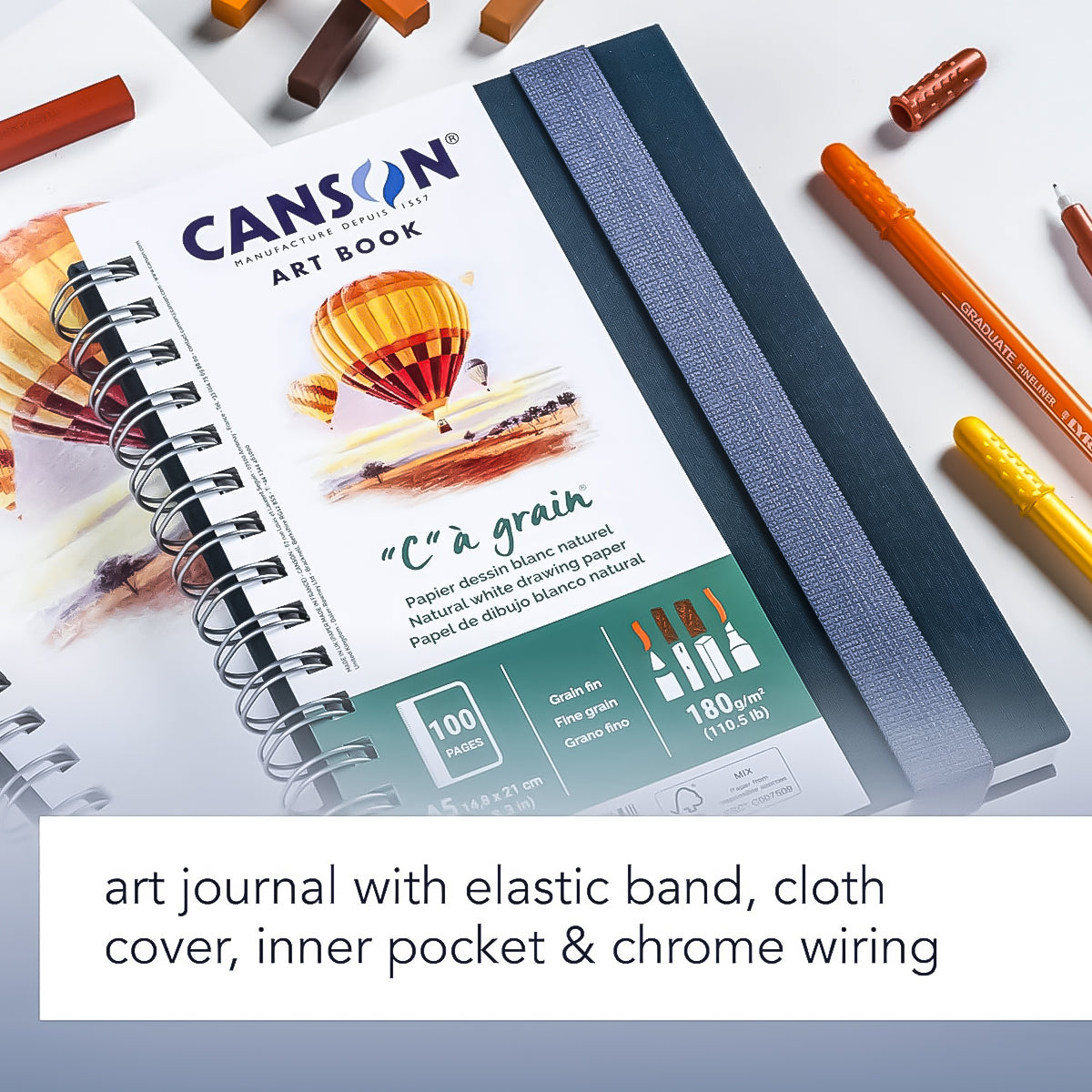 Caderno Canson Artbook C À Grain Espiral 50 Folhas A5 180g C31200l009