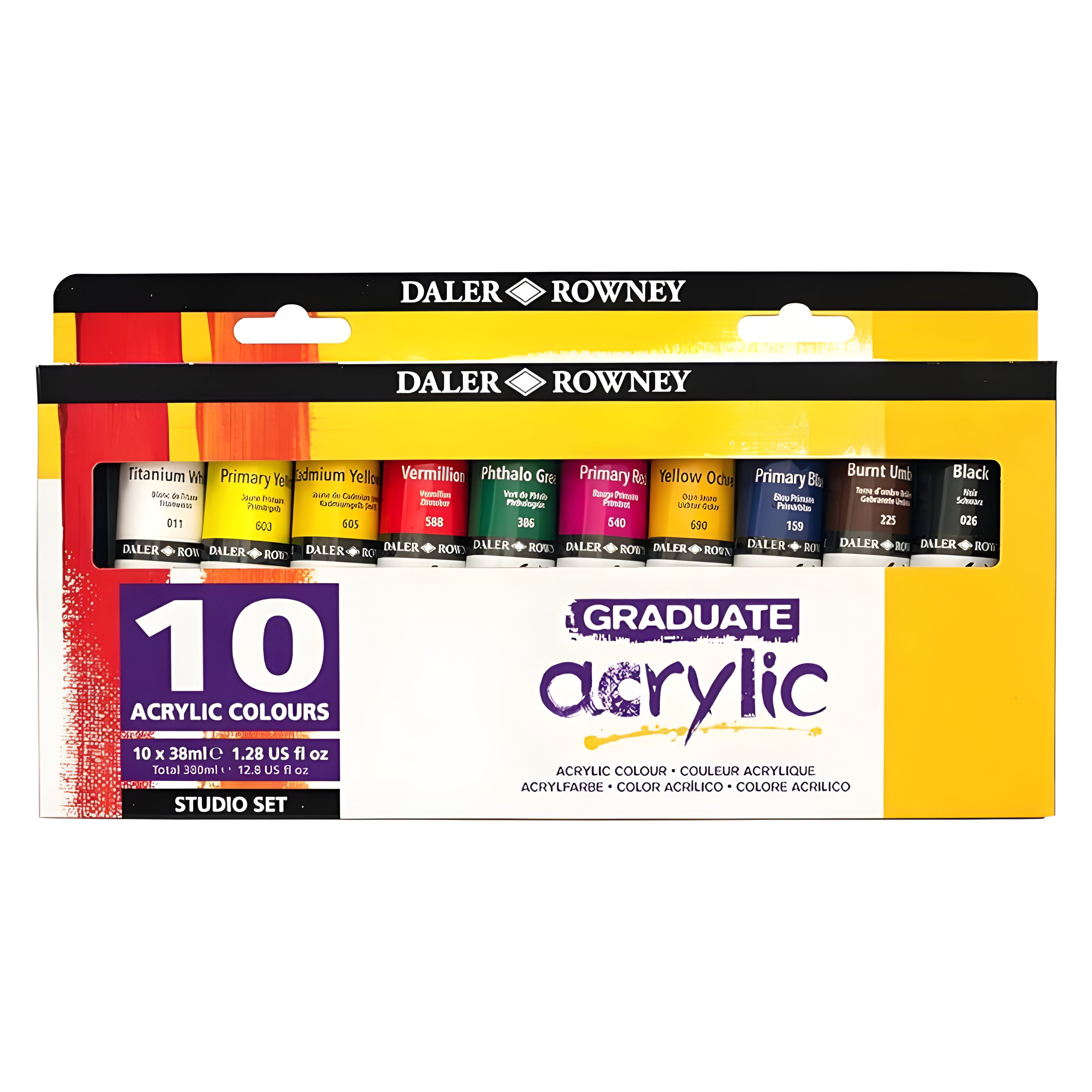 Estojo de Tinta Graduate Acrylic Selection Set Daler & Rowney 38ml com 10 Cores