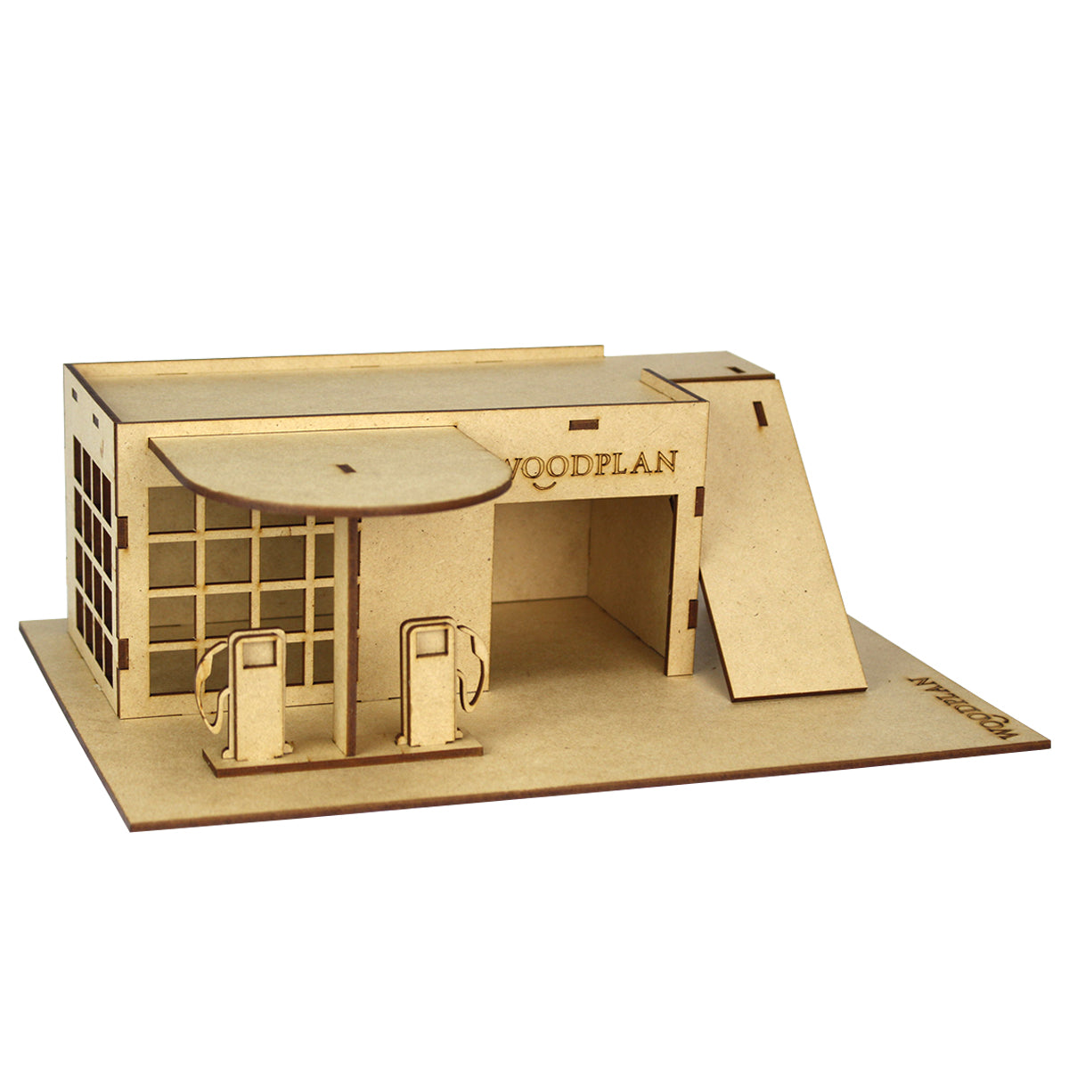Posto de Gasolina Pequeno Mdf Cru W4032 - Woodplan