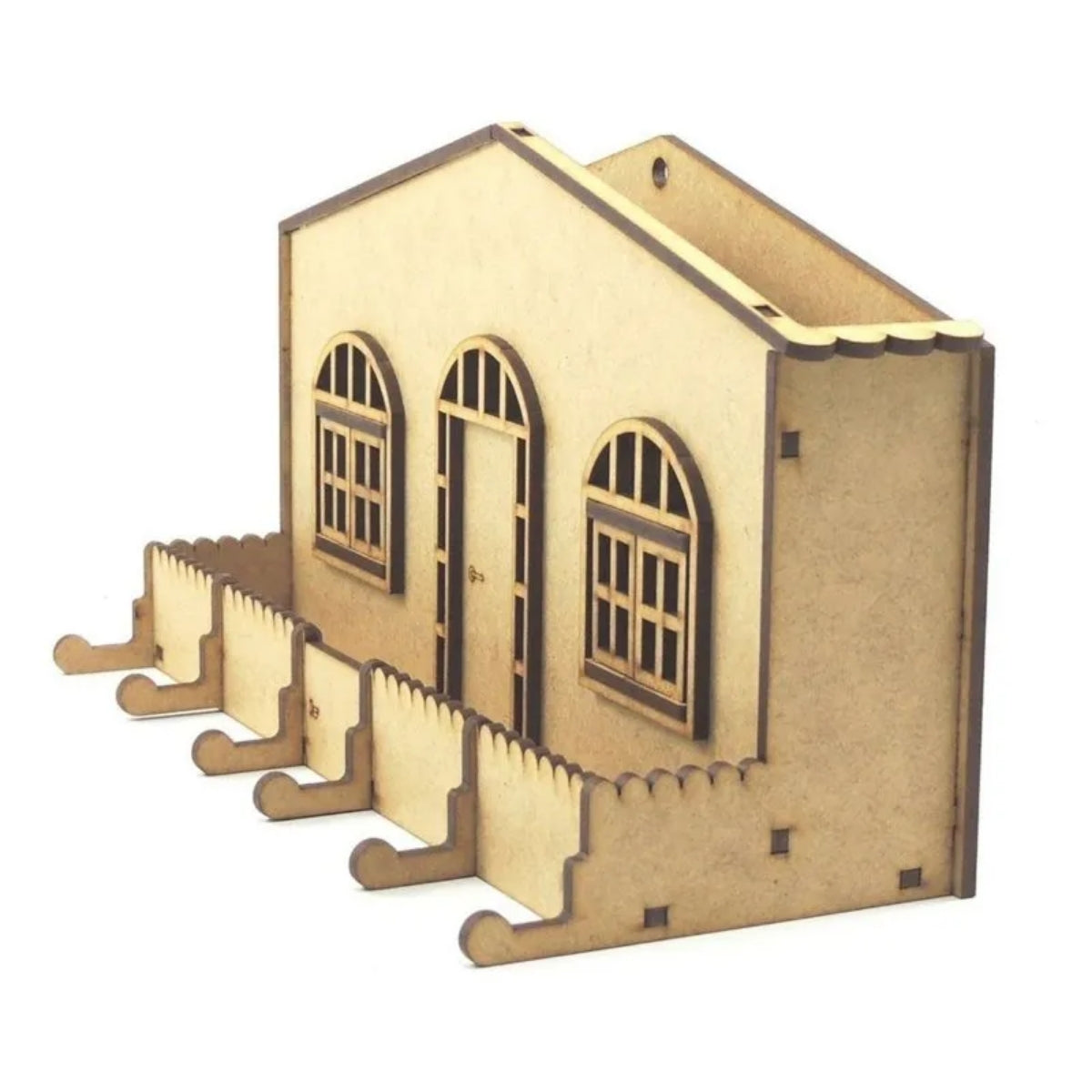 Casinha Mdf Cru Porta-chaves Porta-cartas Casinha a Laser Chaveiro W4014 - Woodplan