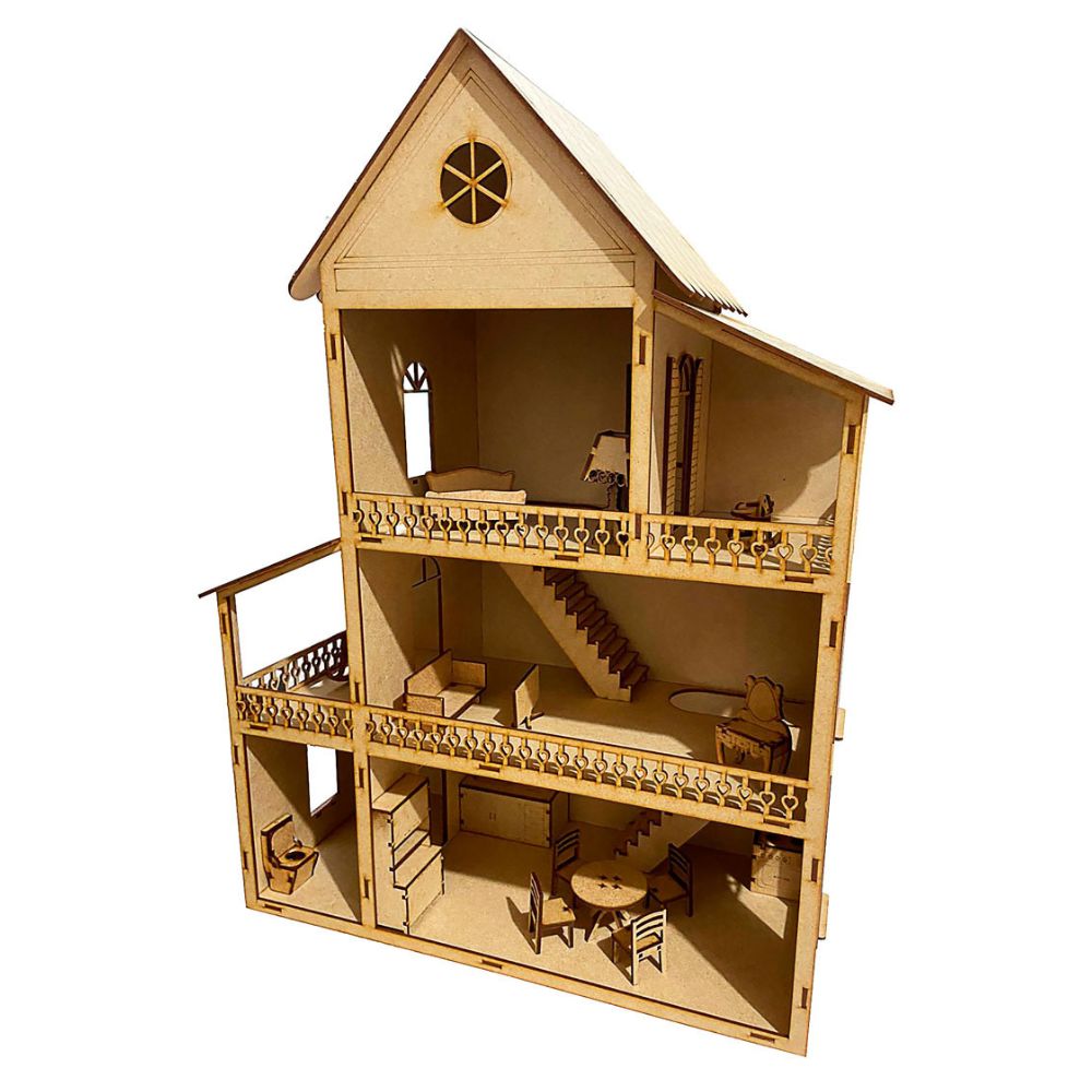 Kit Miniaturas Mdf Cru Casinha Light W4030 - Woodplan