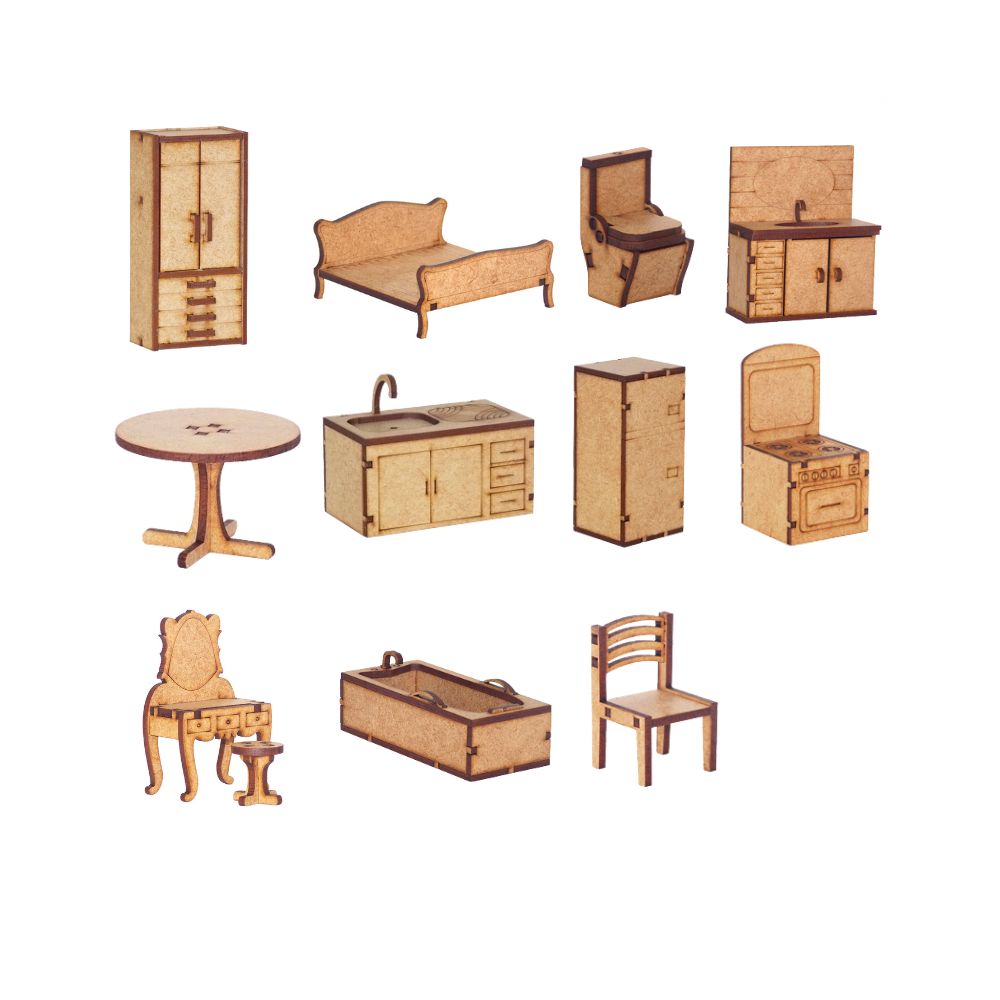 Kit Miniaturas Mdf Cru Casinha Light W4030 - Woodplan