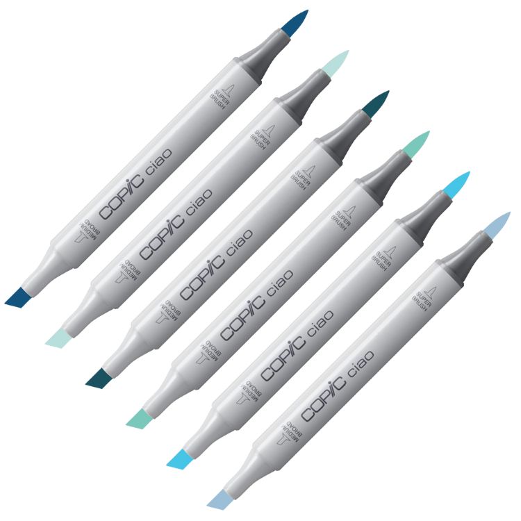 Caneta Marcador Copic Ciao Ponta Dupla Tons de Azul - B, BG e BV