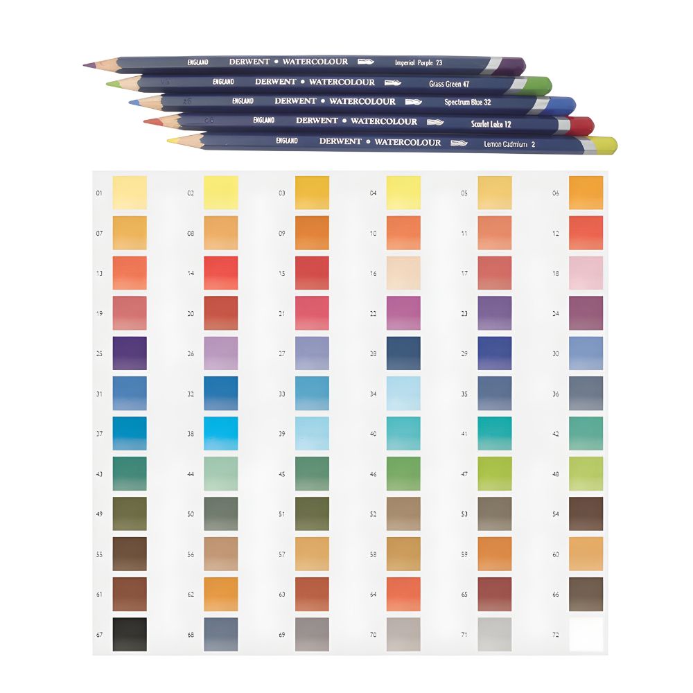 Estojo Lápis de Cor Aquarelável Profissional com 72 Cores - Derwent  