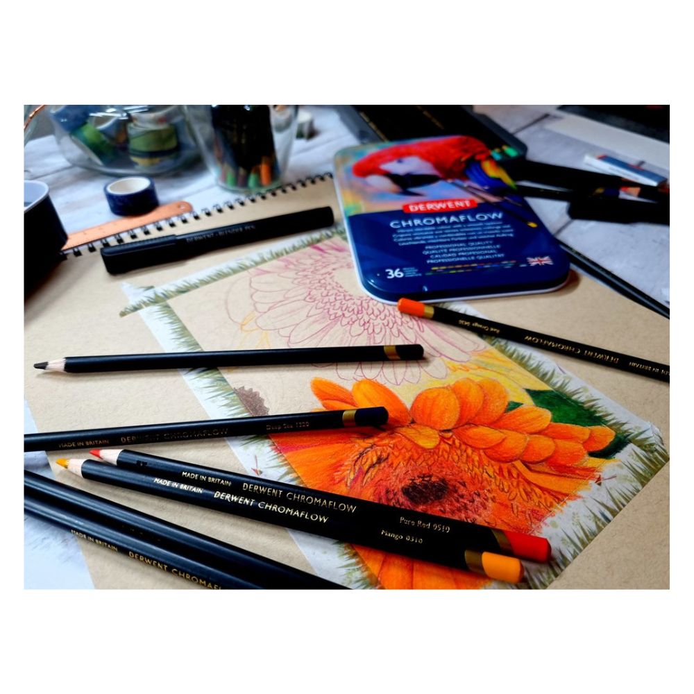 Estojo Lápis de Cor Permanente Chromaflow com 36 Cores - Derwent  
