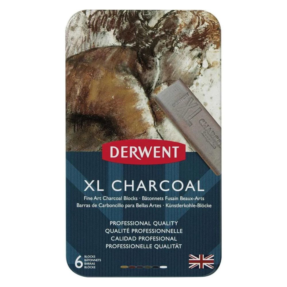 Estojo Carvão Vegetal Xl com 6 Cores - Derwent  