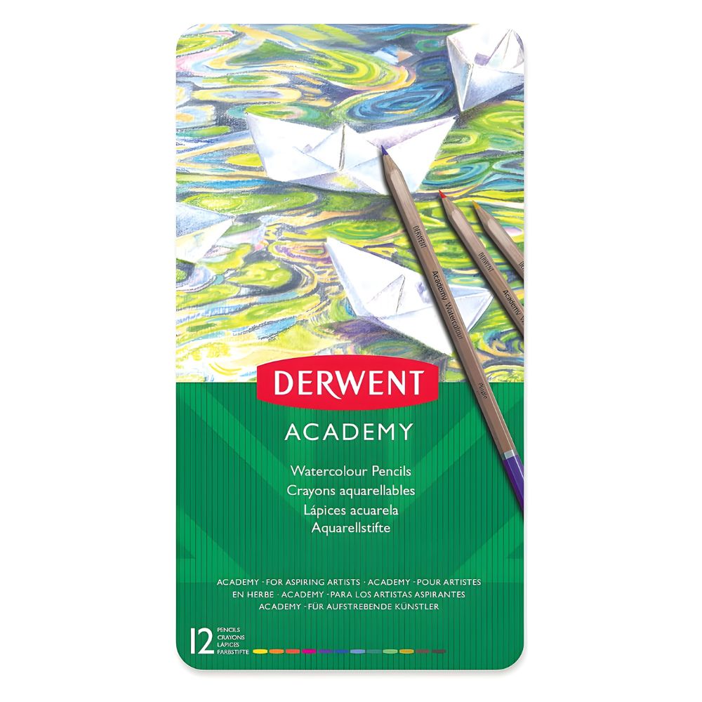 Estojo Lápis de Cor Aquarelável Academy com 12 Cores - Derwent  