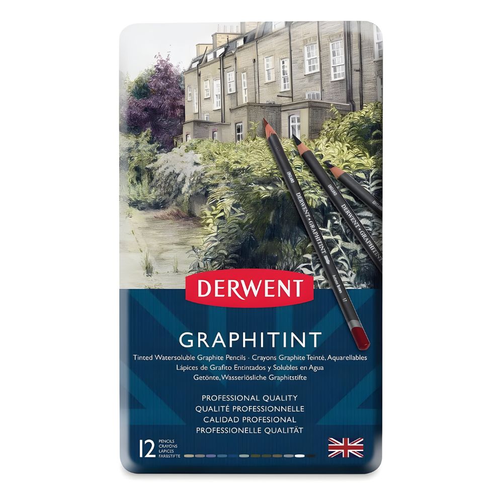 Estojo Lápis de Cor Aquarelável Graphitint com 12 Cores - Derwent  
