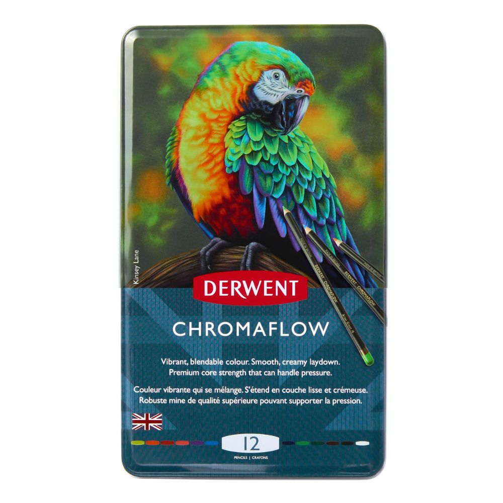 Estojo Lápis de Cor Permanente Chromaflow com 12 Cores - Derwent  