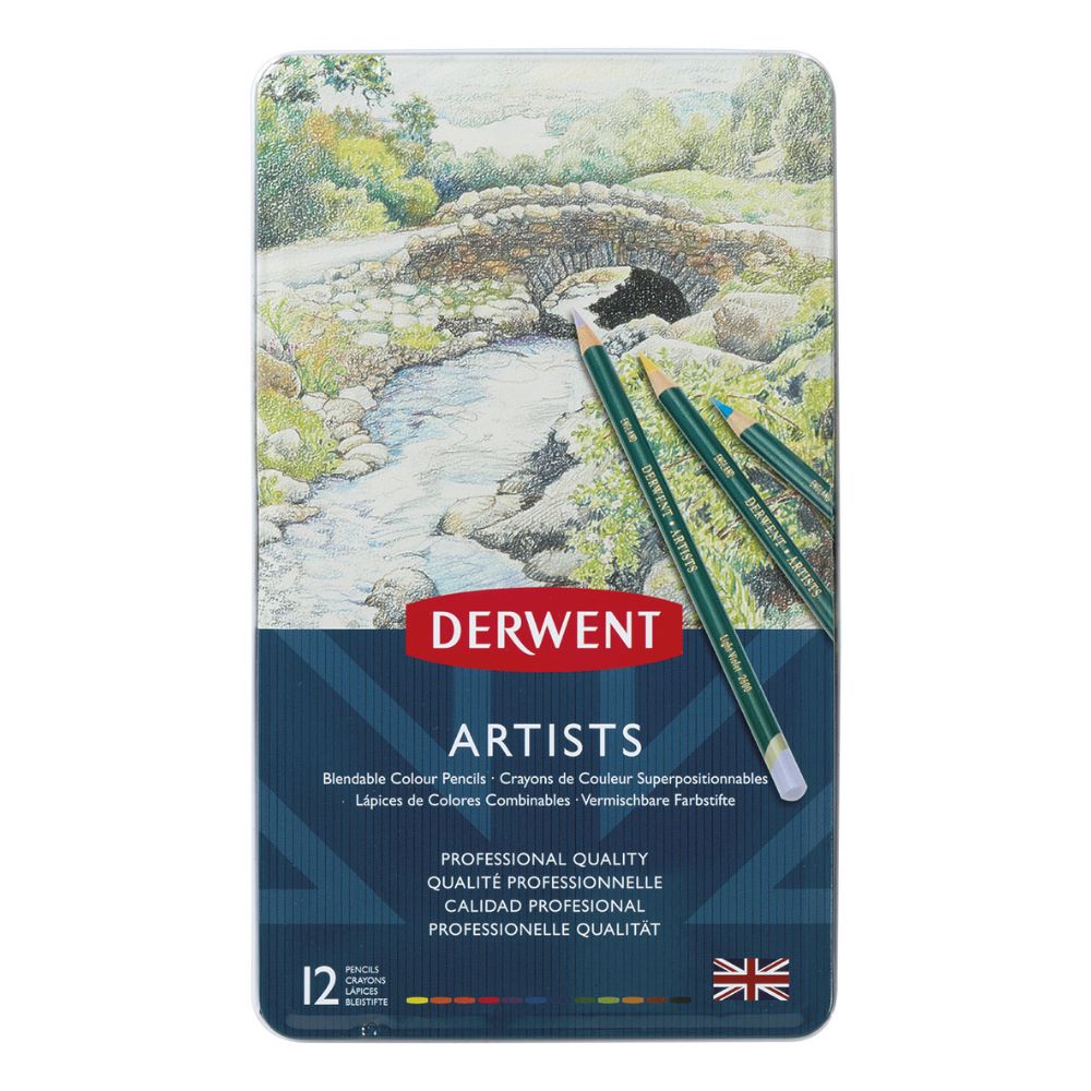 Estojo Lápis de Cor Artists com 12 Cores - Derwent  