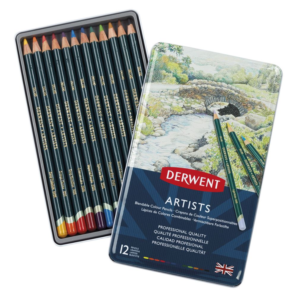 Estojo Lápis de Cor Artists com 12 Cores - Derwent  