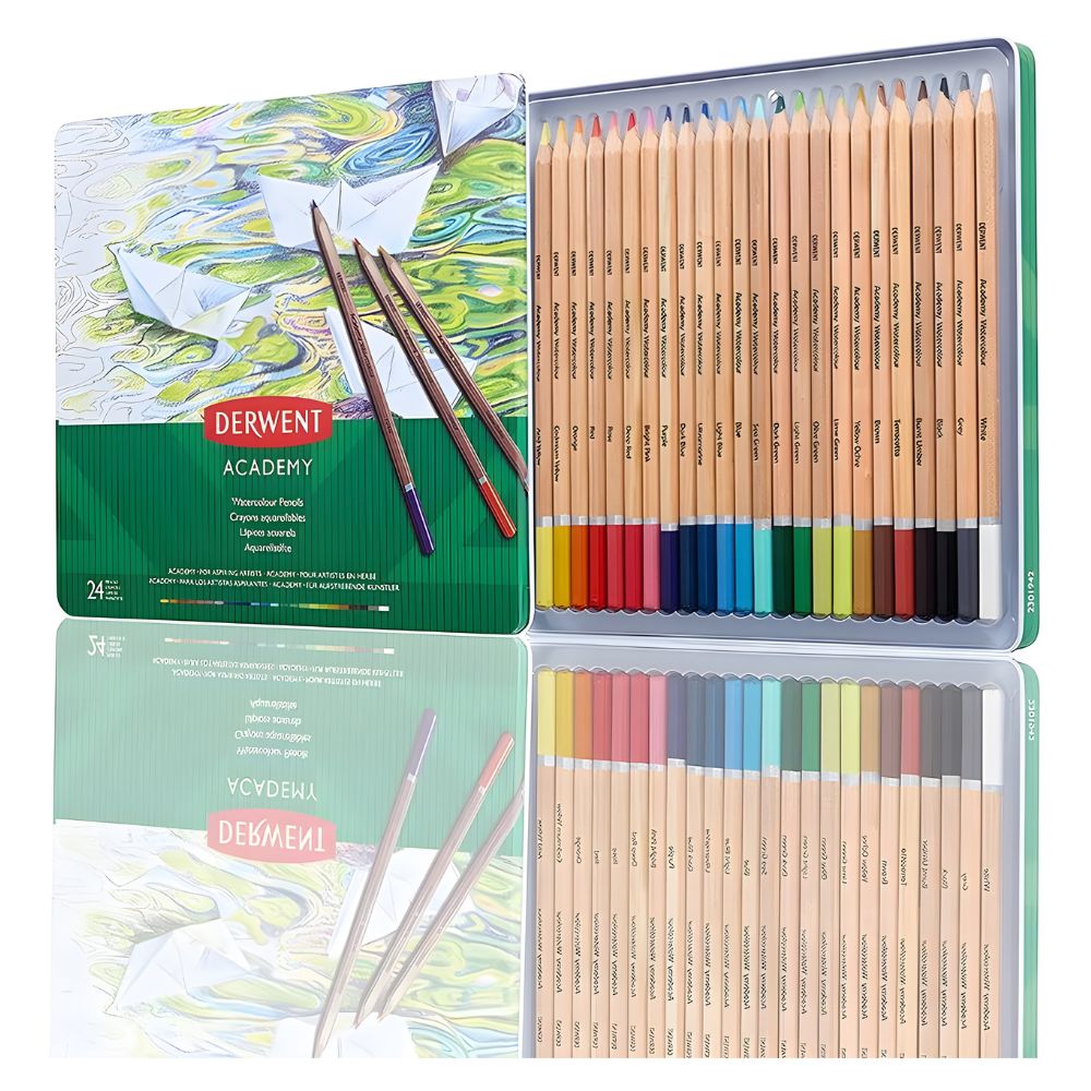 Estojo Lápis de Cor Aquarelável Academy com 24 Cores - Derwent  