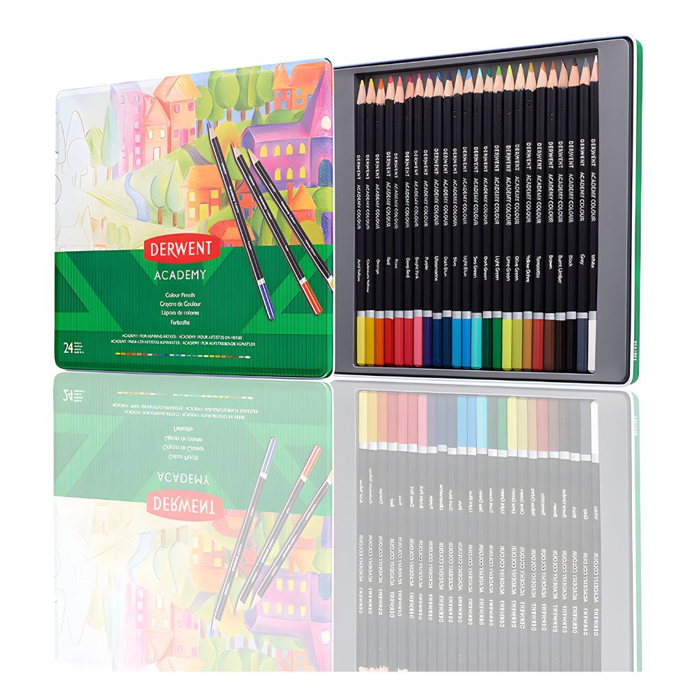 Estojo Lápis de Cor Permanente Academy com 24 Cores - Derwent  