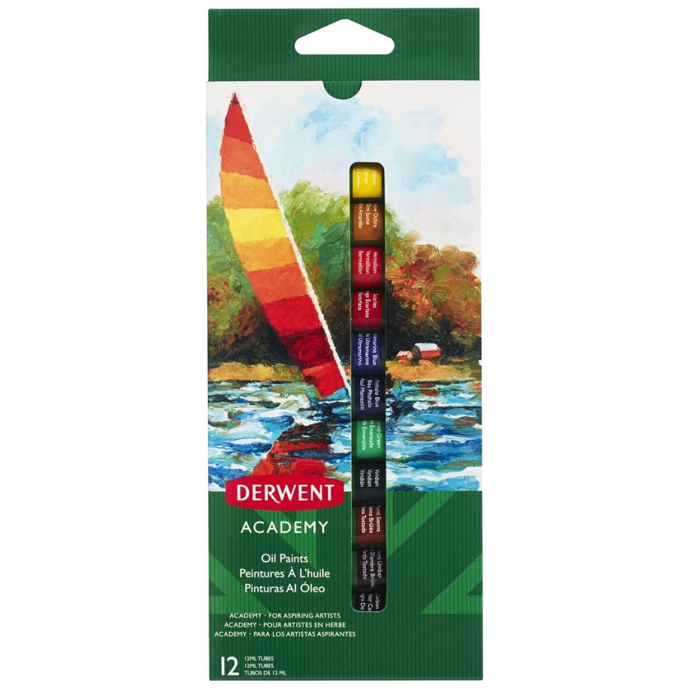 Estojo Tinta a Óleo 12ml Academy com 12 Cores - Derwent  