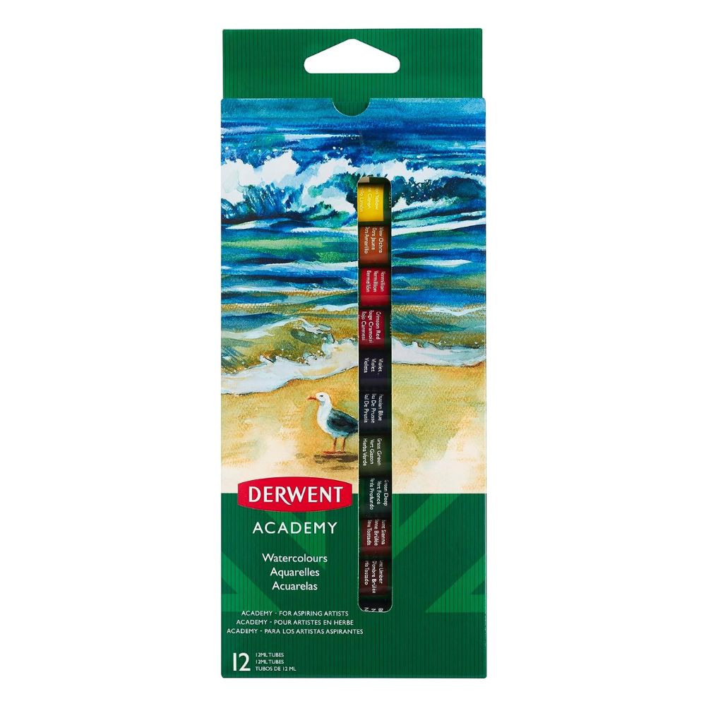 Estojo Aquarela Líquida 12ml Academy com 12 Cores - Derwent  