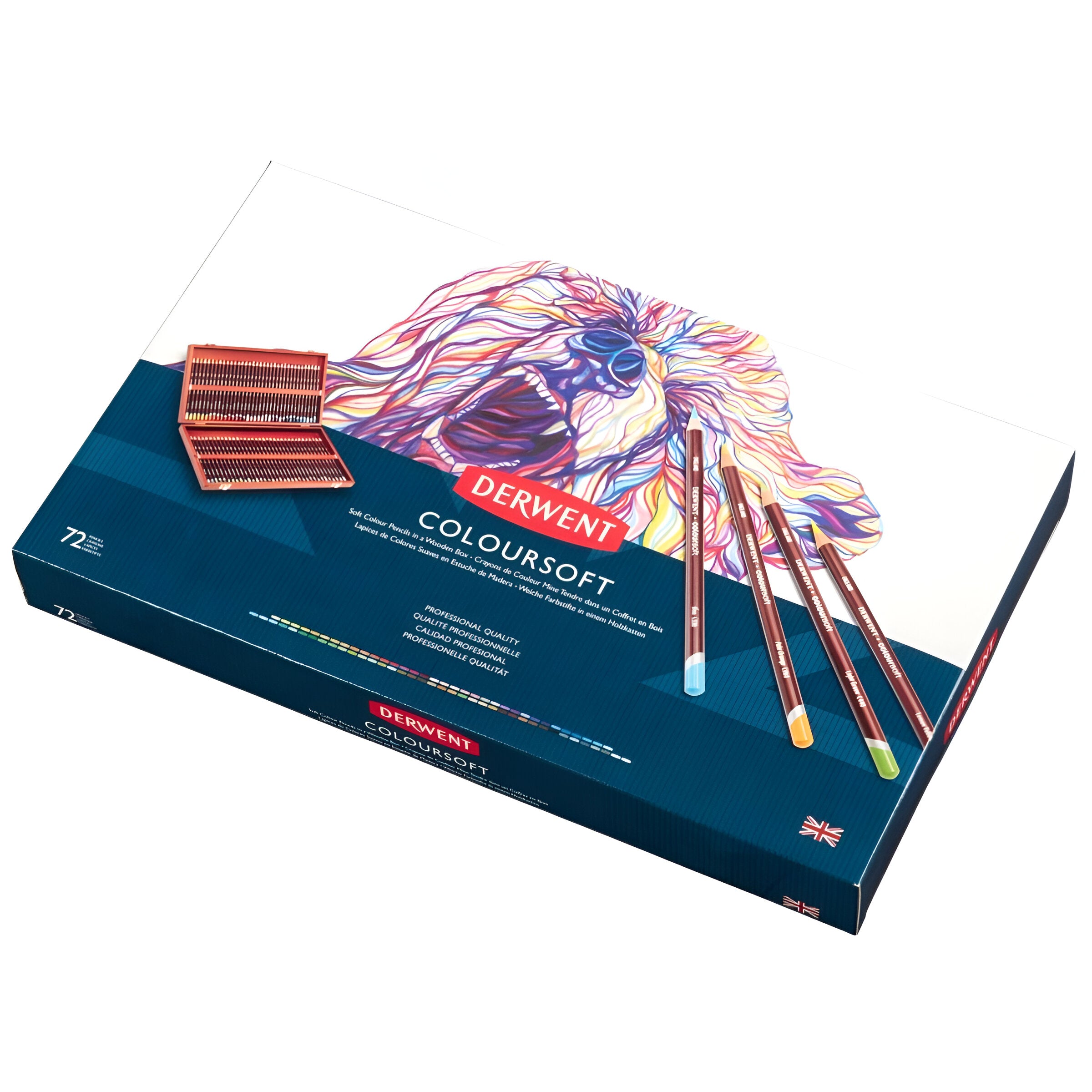 Estojo de Madeira Lápis de Cor Coloursoft com 72 Cores - Derwent