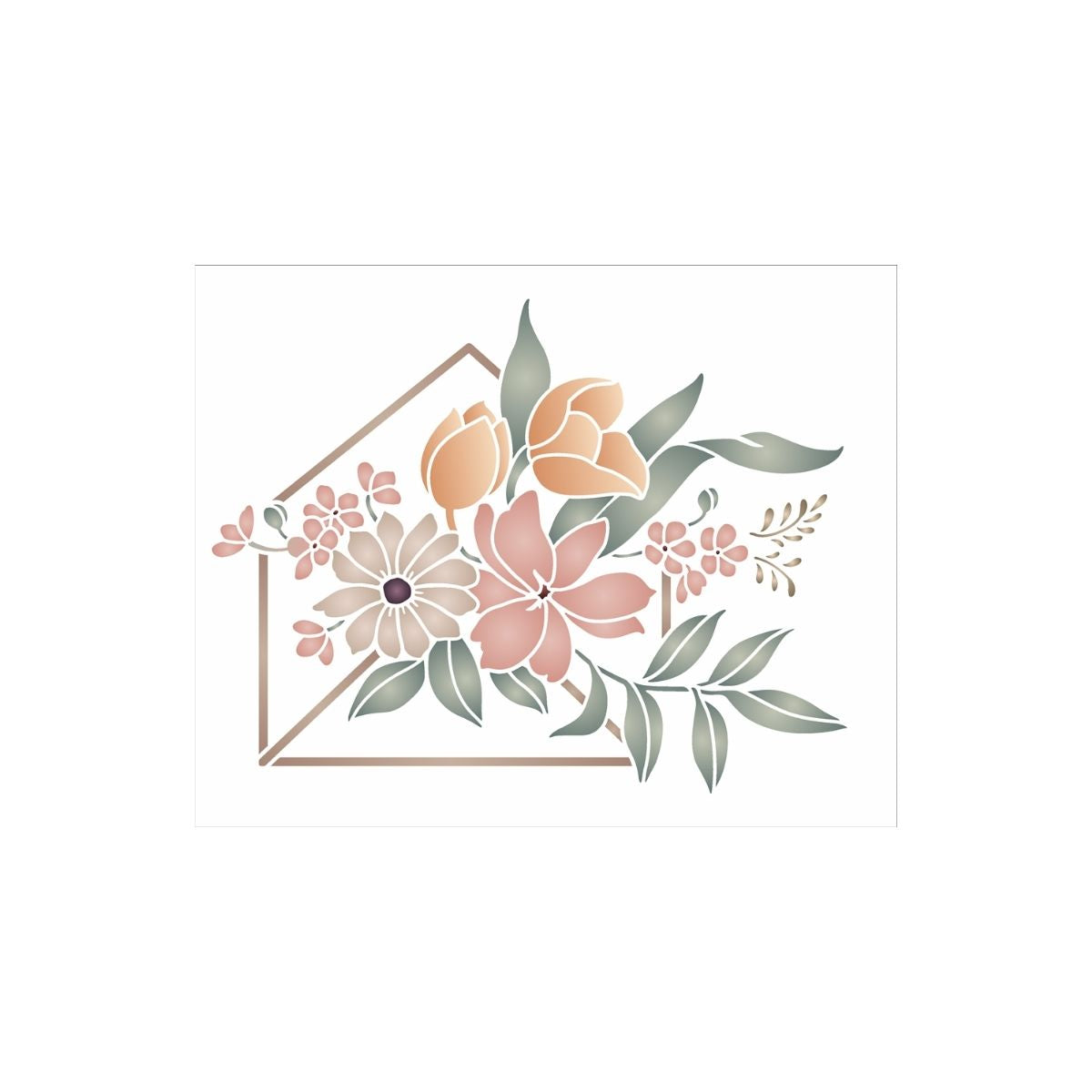 Stencil Opa 20x25cm - Envelope e Flores - 3437