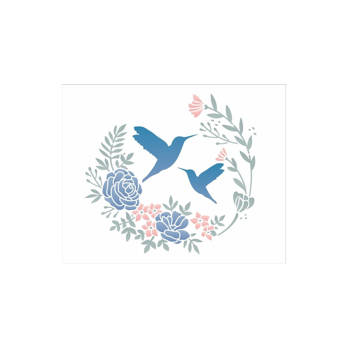 Stencil Opa 20x25cm - Guirlanda Flores e Beija-flor - 3441