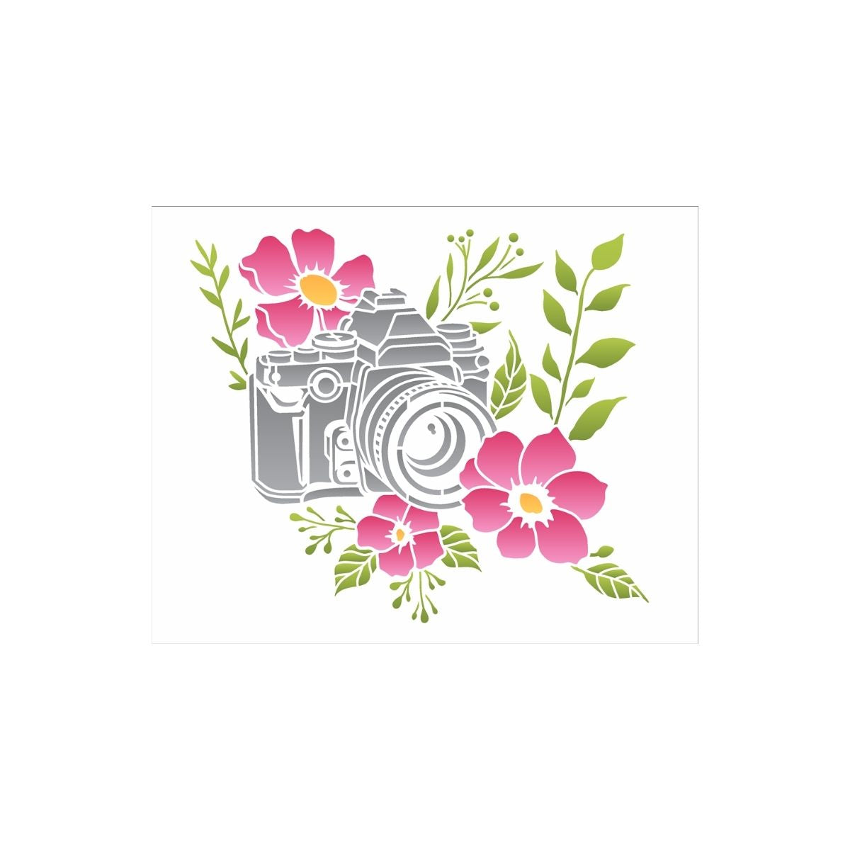 Stencil Opa 20x25cm - Câmera com Flores - 3435