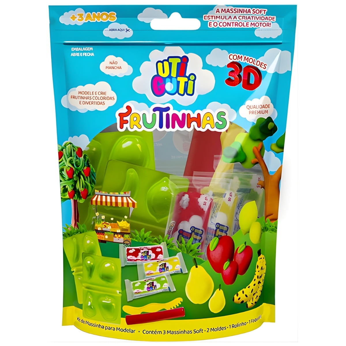 Estojo Massinha Soft para Modelar com 7 Peças Frutinhas - Utiguti