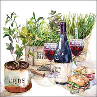 Guardanapo para Decoupage Ambiente 33x33cm com 20 Unidades - Vinho e Ervas