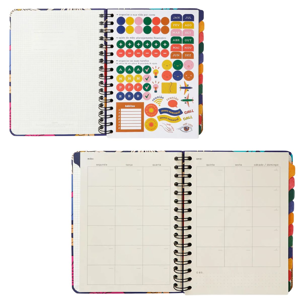 Planner Permanente Wire-o Cicero A5 14,8x21cm Semanal com Notas Joia Natural Insecta Dia