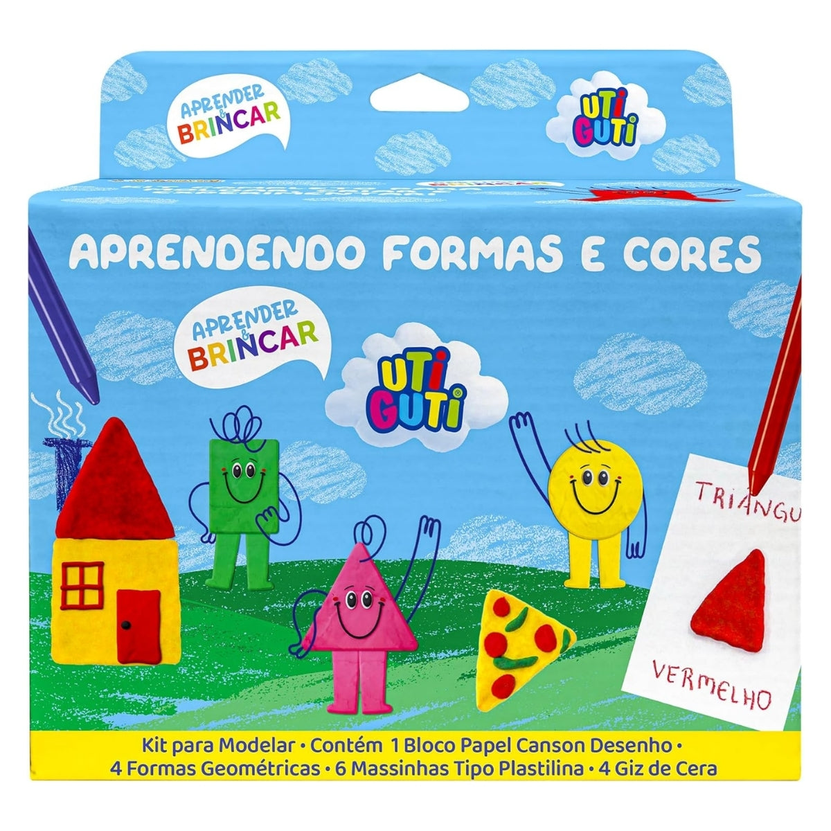 Estojo Brincar e Aprender Formas e Cores com 16 Peças - Utiguti