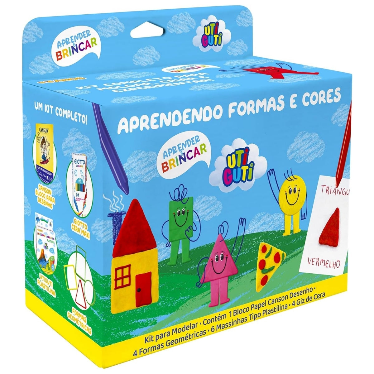 Estojo Brincar e Aprender Formas e Cores com 16 Peças - Utiguti