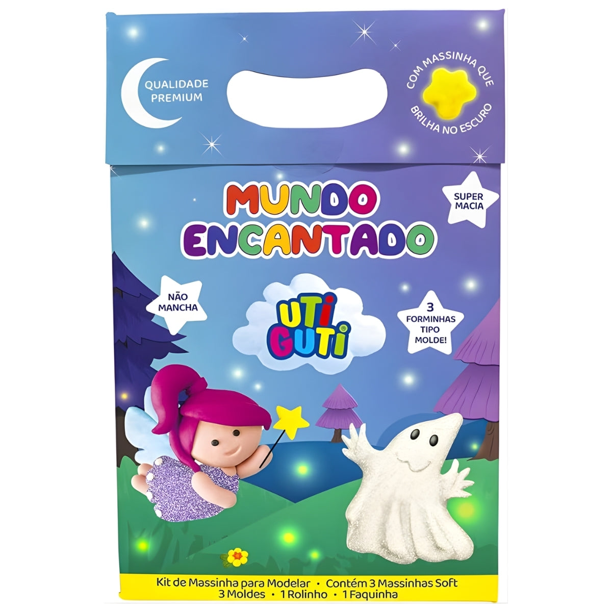 Estojo Massinha Soft para Modelar e Acessórios com 9 Peças Mundo Encantado - Utiguti