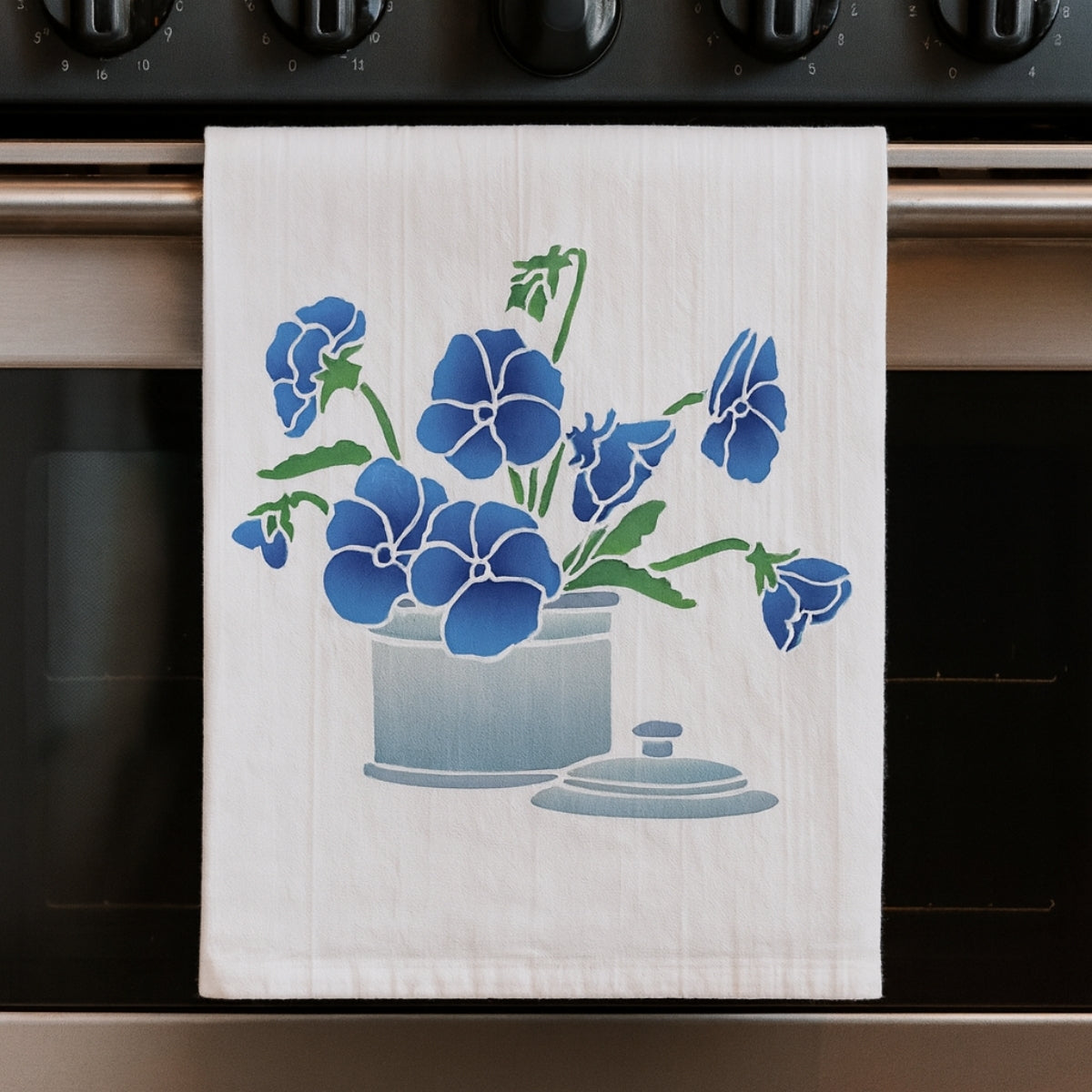 Stencil Opa 20x25cm - Pote com Flores Amor Perfeito - 3476