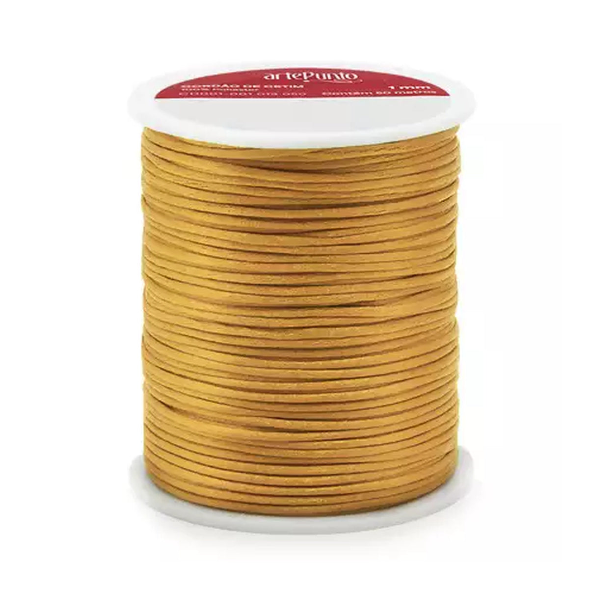 Cordão de Cetim Rabo de Rato para Bijuteria e Artesanato Dourado 1mmx50m - Artepunto