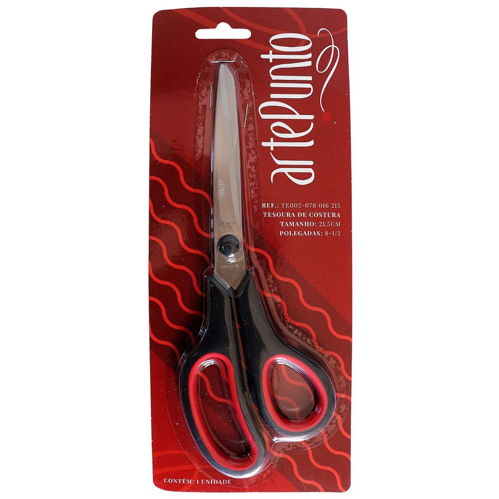 Tesoura Multiuso Anatômica para Costura e Artesanato Preta 21,5cm - Artepunto