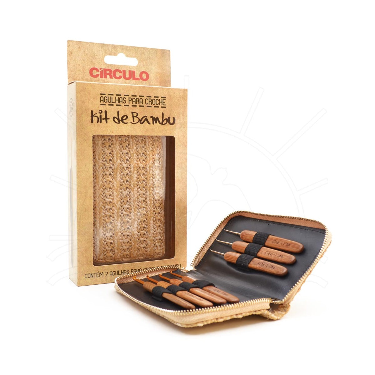 Kit de Agulhas para Crochê de Bambu com 6 Peças para Amigurumi e Artesanato - Círculo