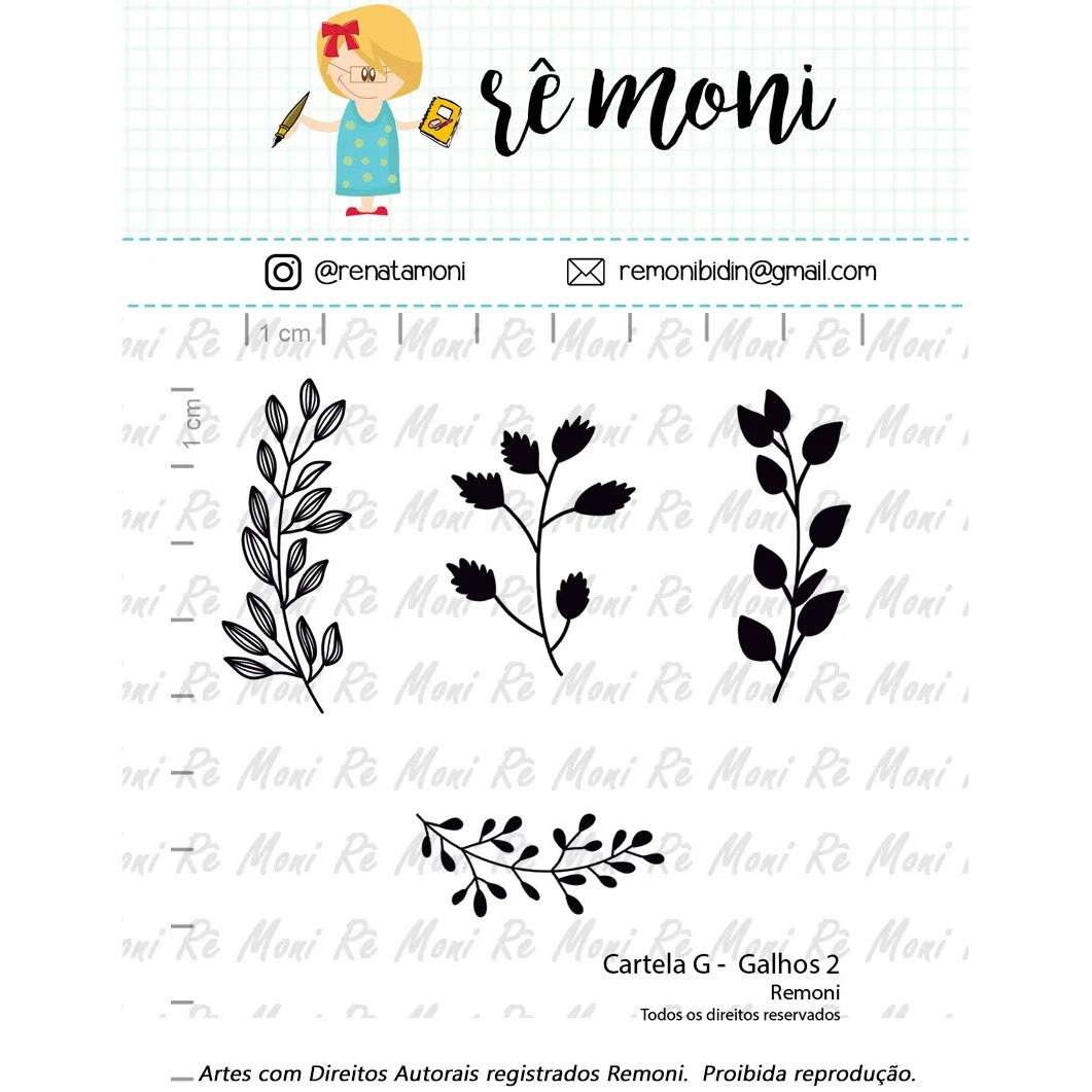 Cartela de Carimbos Galhos 2 em Fotopolímero para Artesanato e Scrapbook - Lilipop