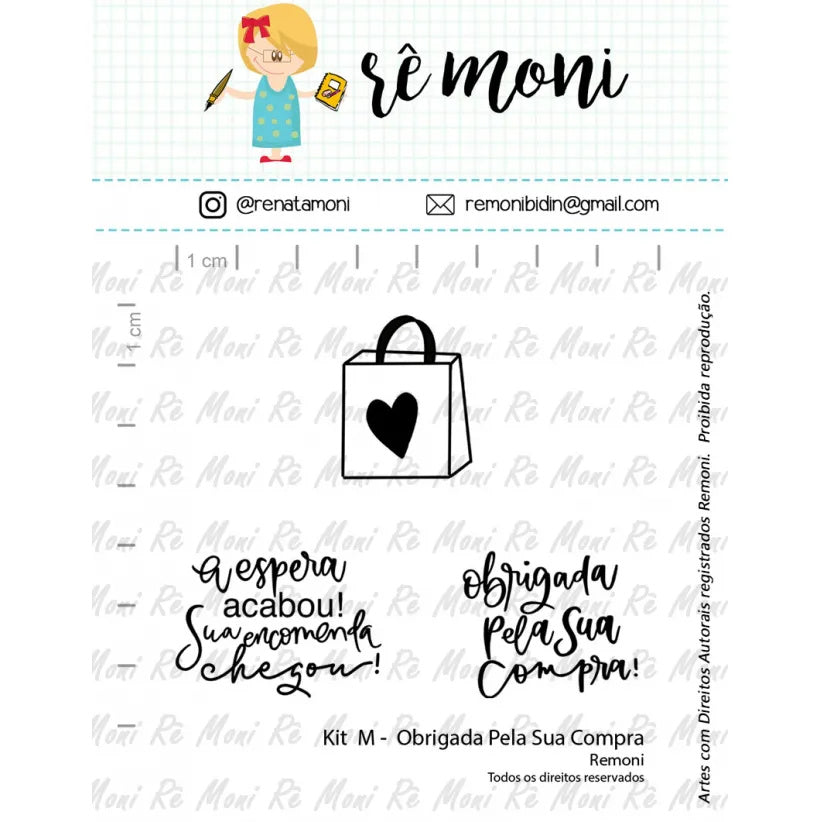 Cartela de Carimbos Obrigada Pela Sua Compra em Fotopolímero para Artesanato e Scrapbook - Lilipop