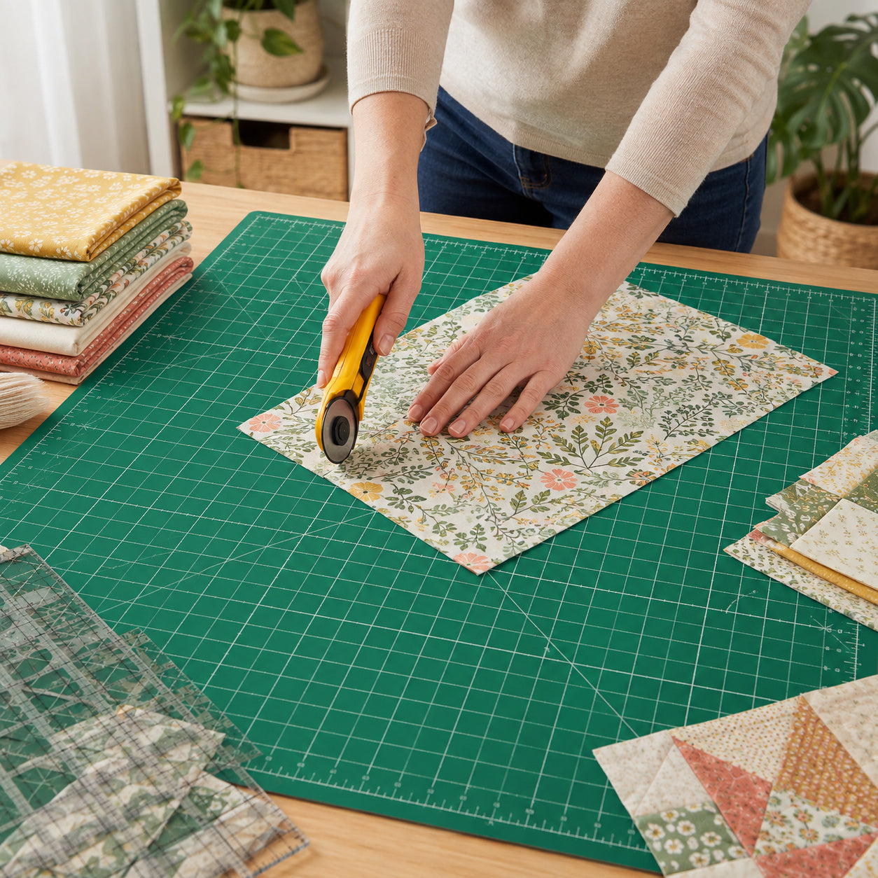 Base de Corte Verde 45cm para Patchwork Scrapbooking e Artesanato - Círculo