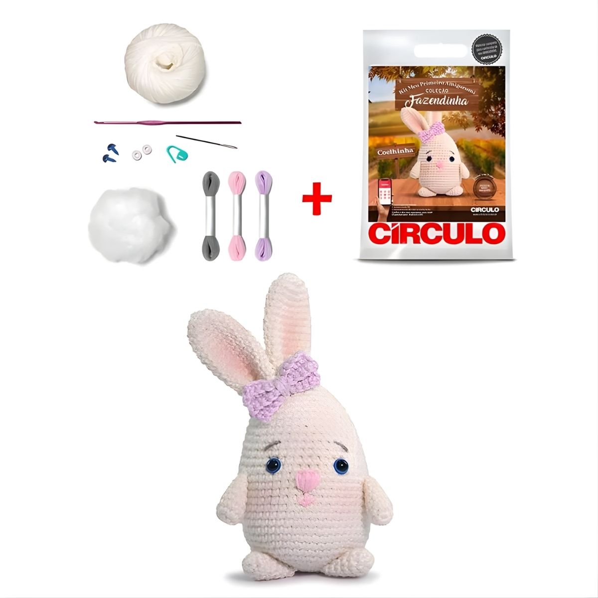 Kit Meu Primeiro Amigurumi Fazendinha Coelinha 0001 - Círculo