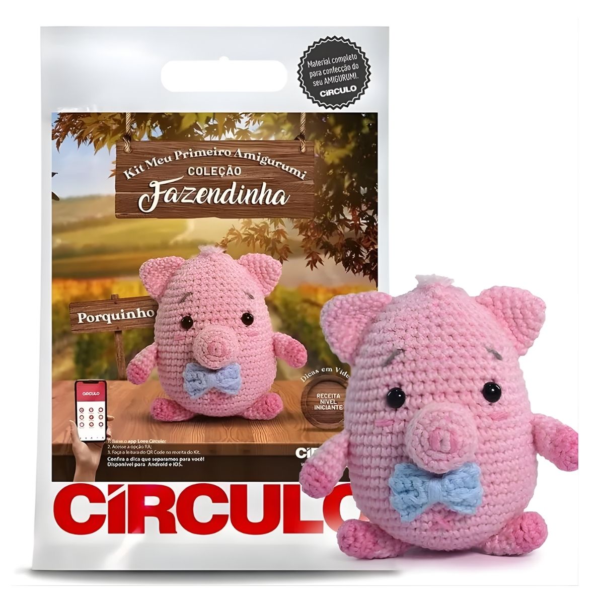 Kit Meu Primeiro Amigurumi Fazendinha Porquinho 0004 - Círculo