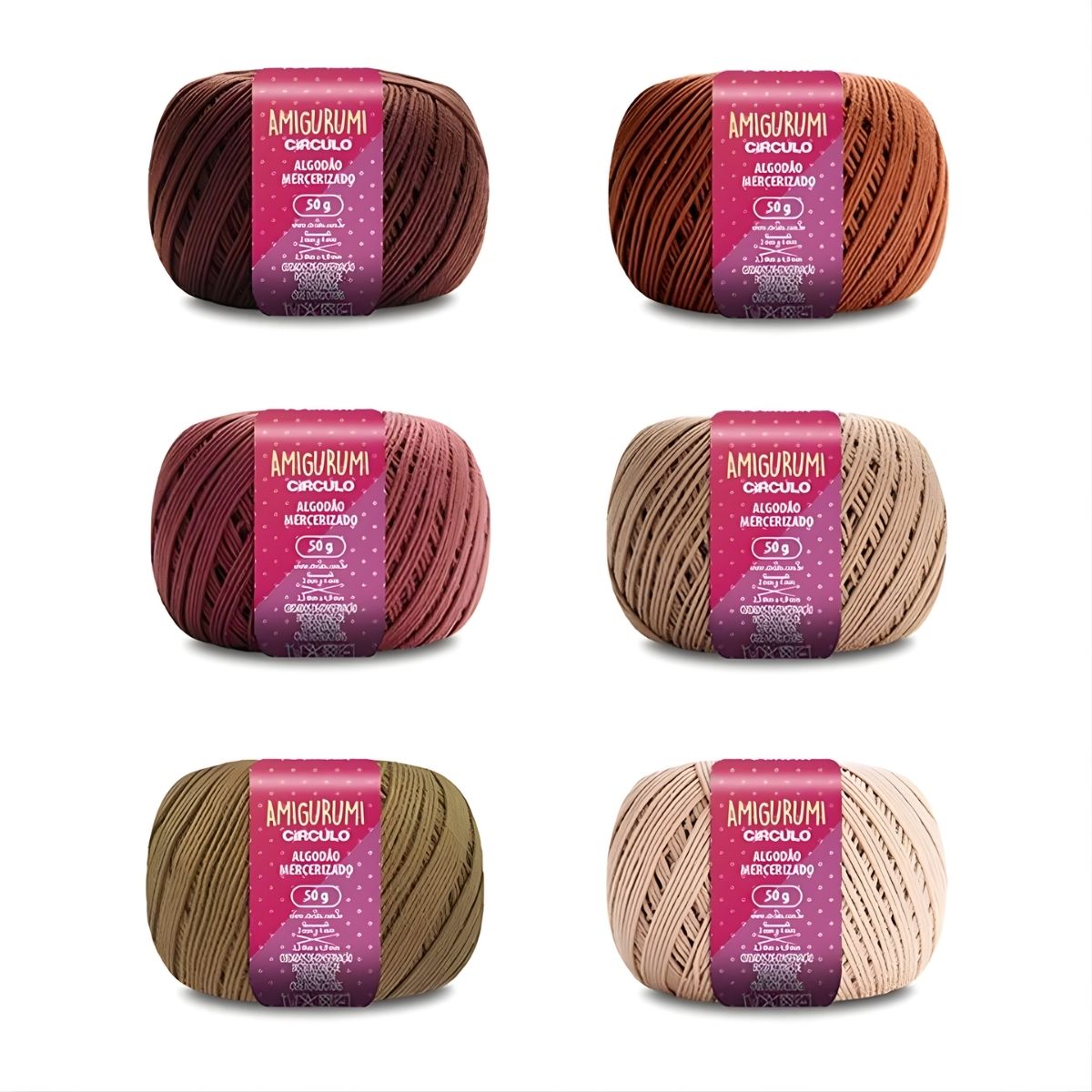 Kit Amigurumi Coleção Cores e Tons Terrosos 6 Novelos 50g - Círculo
