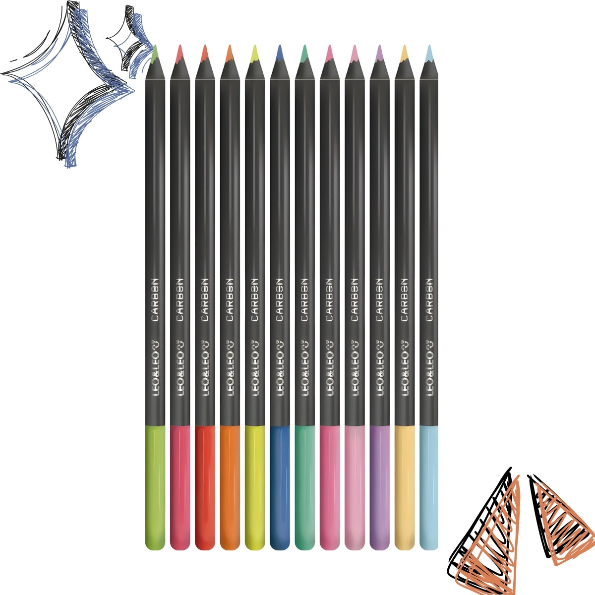 Estojo Lápis de Cor Carbon com 6 Neon + 6 Pastel - Leo & Leo 4434