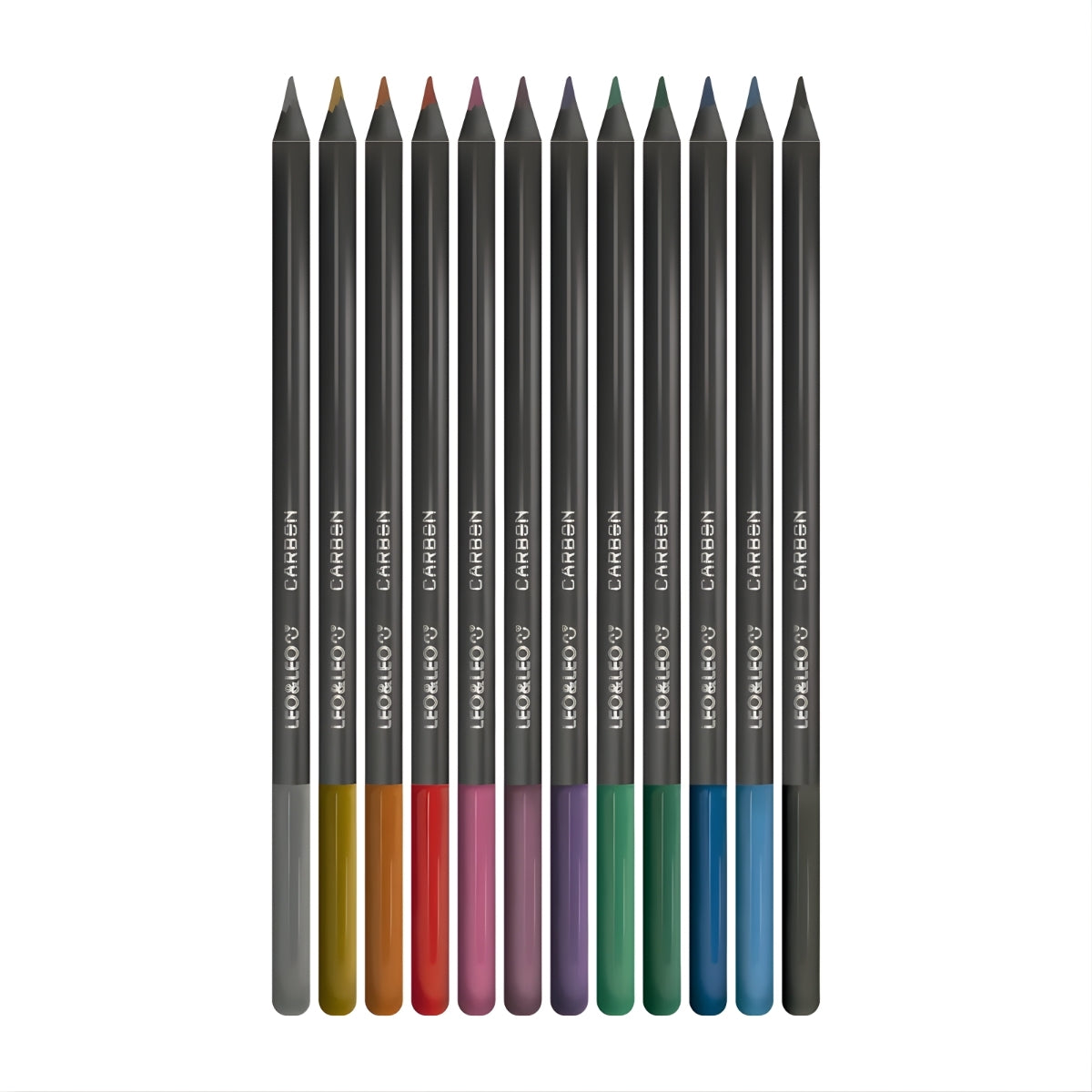 Estojo Lápis de Cor Carbon com 12 Cores Metalico - Leo & Leo 4432